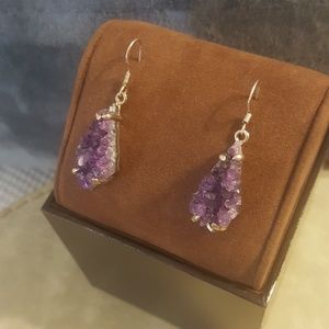 Geode Amethyst Sterling Silver 925 Earrings